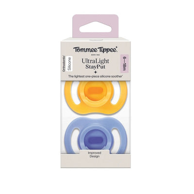Tommee Tippee Ultra-Light Stayput Silicone Soother 2 Pack 6-18 Months - Blue Pack