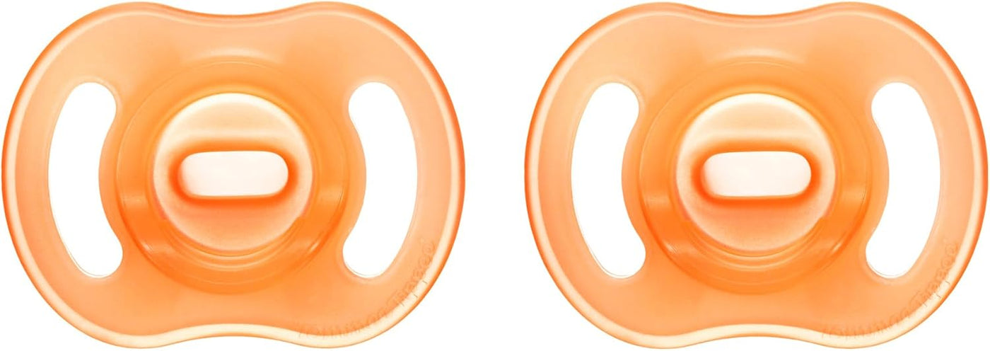 Tommee Tippee Ultra-Light Stayput Night GLow Silicone Soother 2 Pack 18-36 Months - Orange Pack