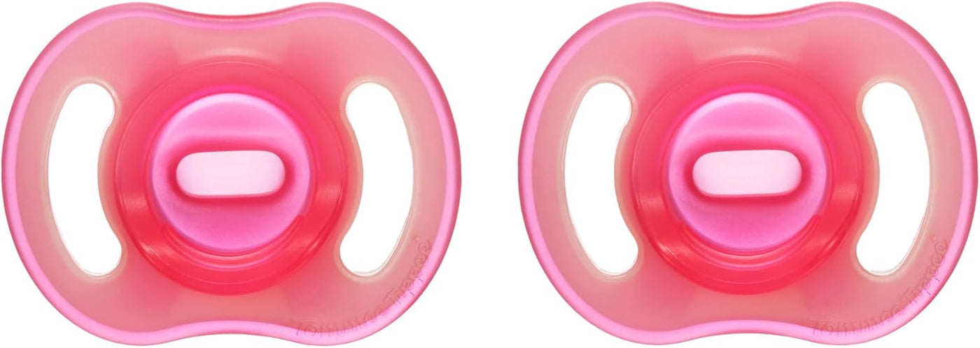 Tommee Tippee Ultra-Light Stayput Night GLow Silicone Soother 2 Pack 18-36 Months - Pink Pack