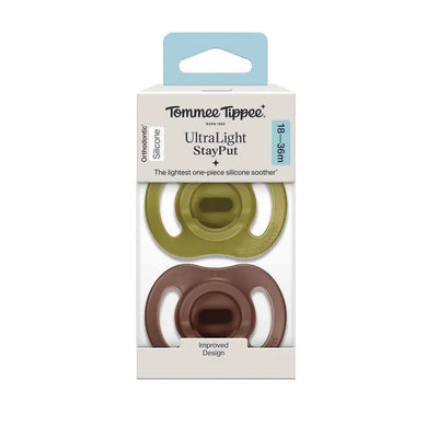 Tommee Tippee Ultra-Light Stayput Silicone Soother 2 Pack 18-36 Months - Green Pack