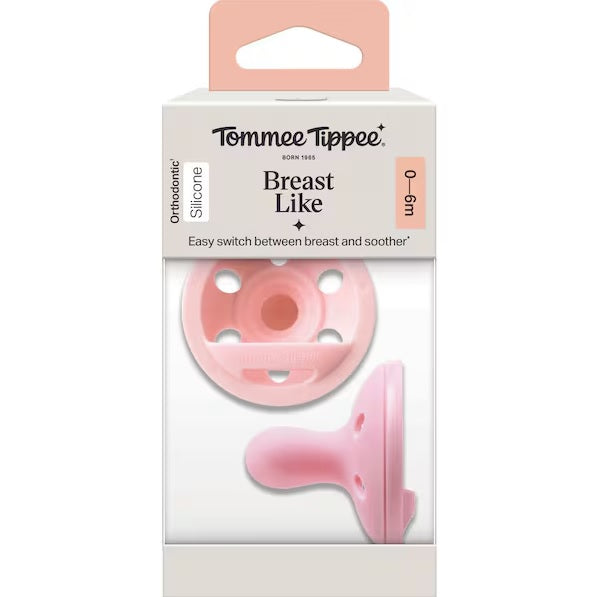 Tommee Tippee Breast Like Silicone Soother 2 Pack 0-6 Months - Pink Pack