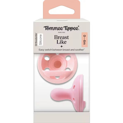 Tommee Tippee Breast Like Silicone Soother 2 Pack 0-6 Months - Pink Pack