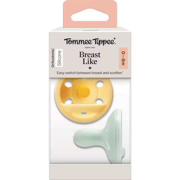 Tommee Tippee Breast Like Silicone Soother 2 Pack 0-6 Months - Yellow Pack