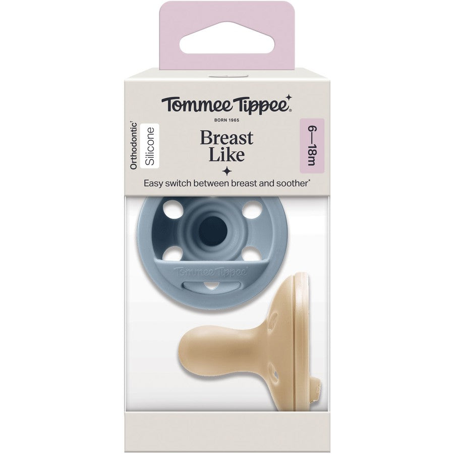 Tommee Tippee Breast-Like Silicone Soother 2 Pack 6-18 Months - Blue Pack