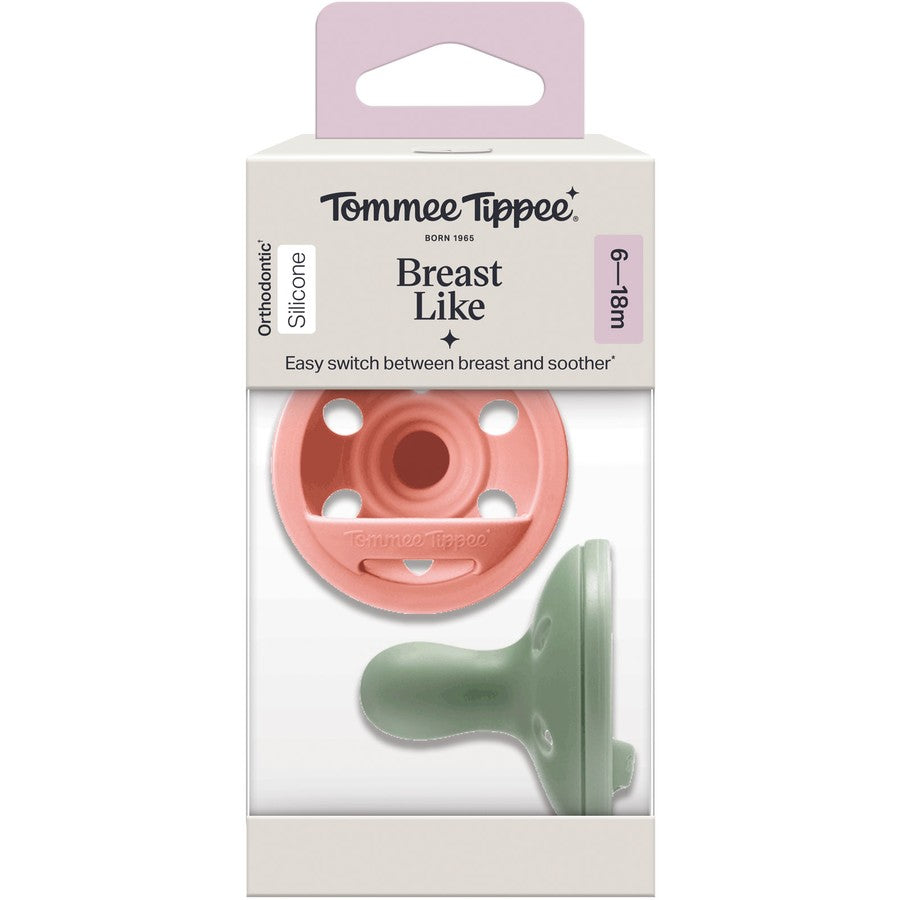 Tommee Tippee Breast-Like Silicone Soother 2 Pack 6-18 Months - Green Pack