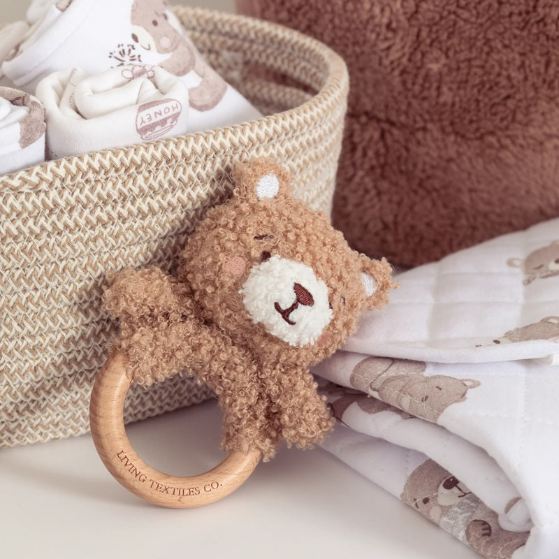 Living Textiles Ring Rattle & Dummy Chain Gift Set - Cuddly Bear