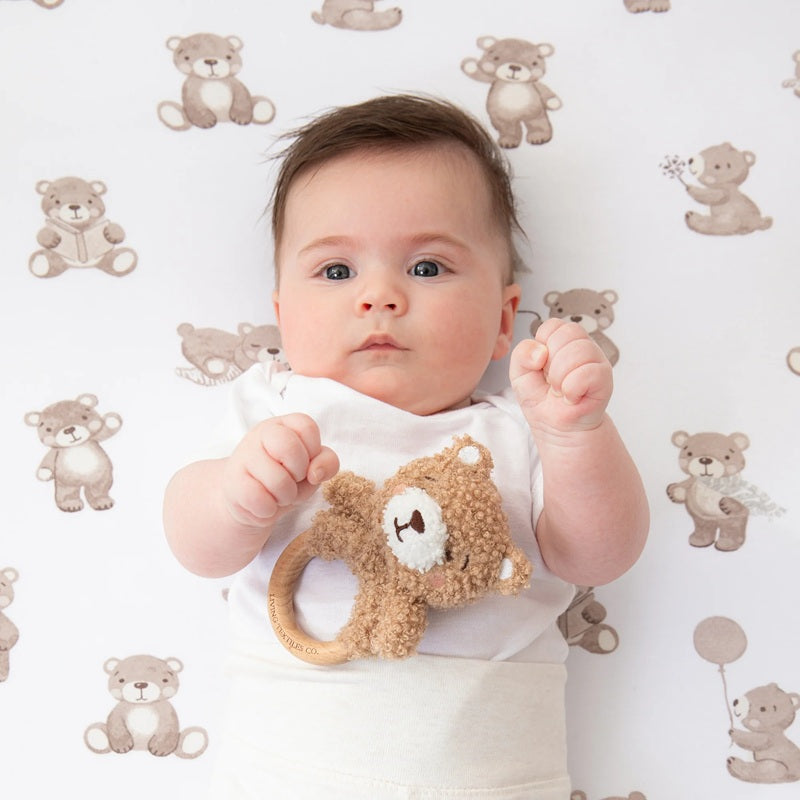 Living Textiles Ring Rattle & Dummy Chain Gift Set - Cuddly Bear