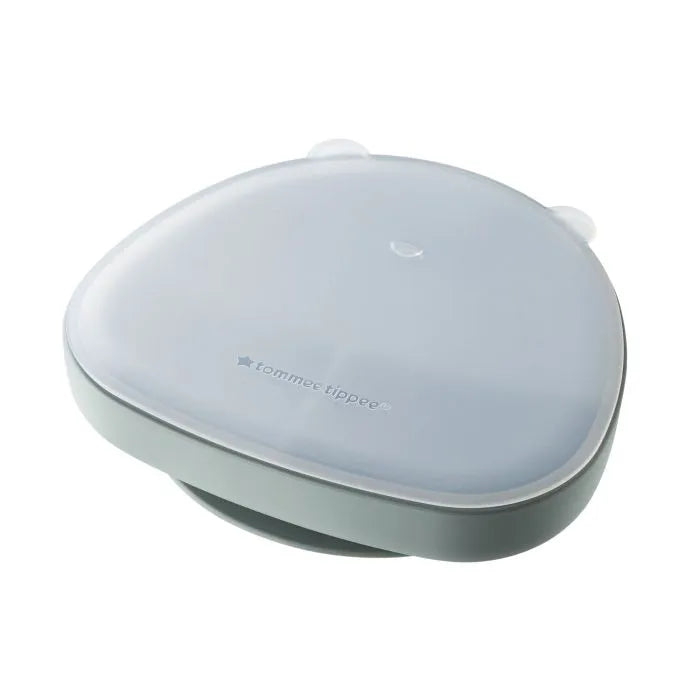 Tommee Tippee Silicone Section Plate With Lid - Green