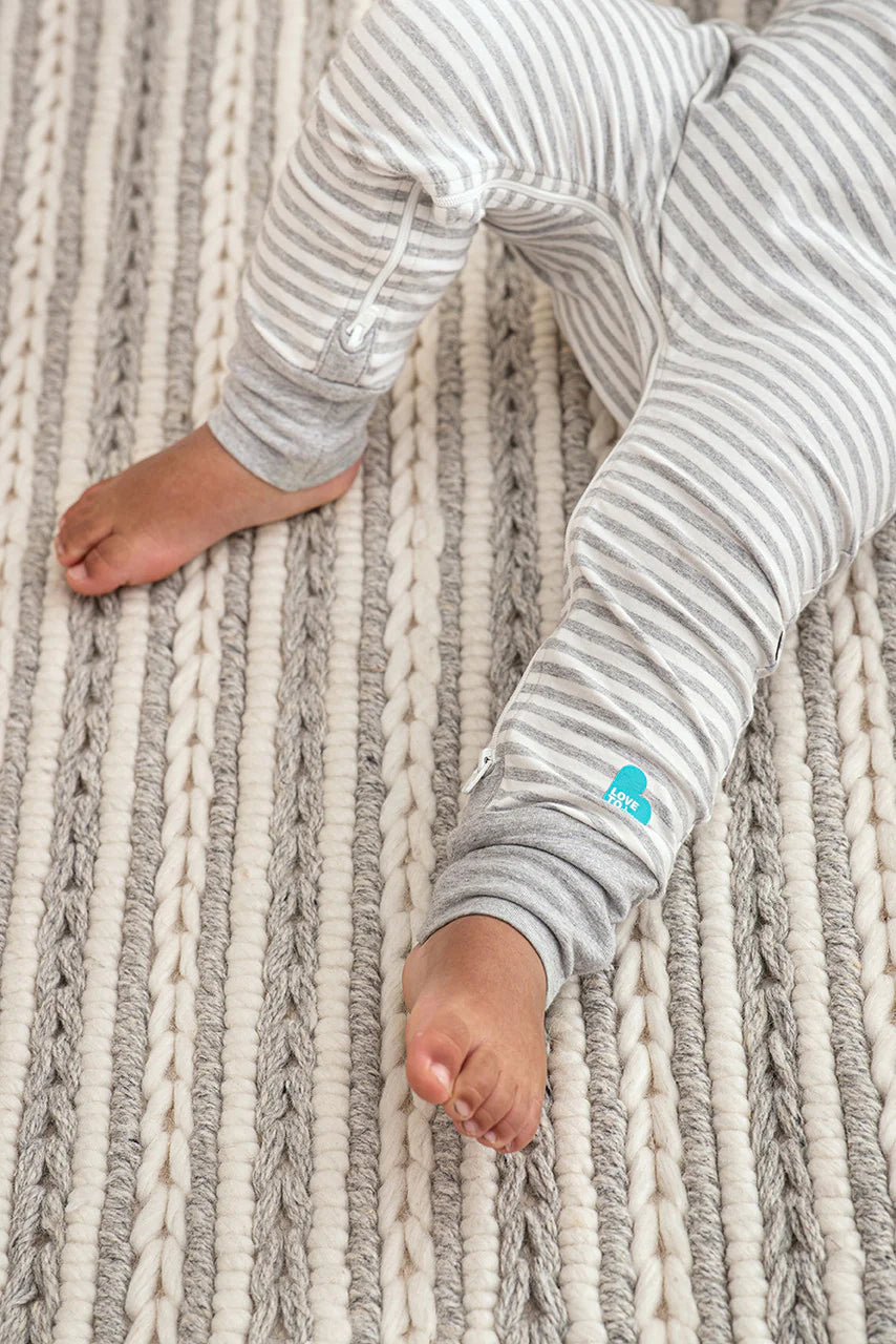 Love To Dream Self-Soothing Footless Romper - Stripe Grey Stevie The Bunny™