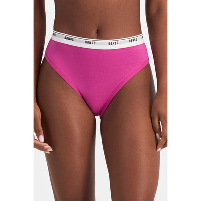 Bonds Womens Everyday Hi-Leg Briefs 4 Pack - Pink/Natural/Black