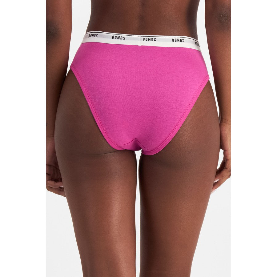 Bonds Womens Everyday Hi-Leg Briefs 4 Pack - Pink/Natural/Black