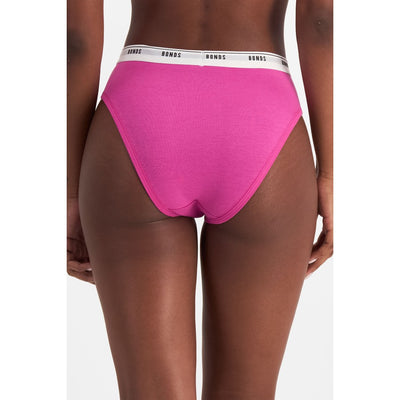 Bonds Womens Everyday Hi-Leg Briefs 4 Pack - Pink/Natural/Black