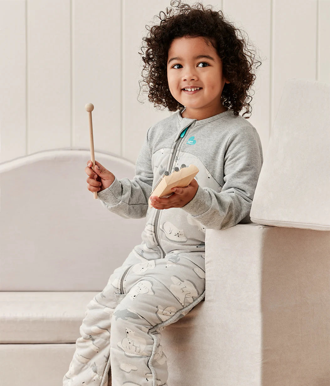 Love To Dream Quilted Cotton Sleep Suit Long Sleeve 3.5 TOG - Grey South Pole