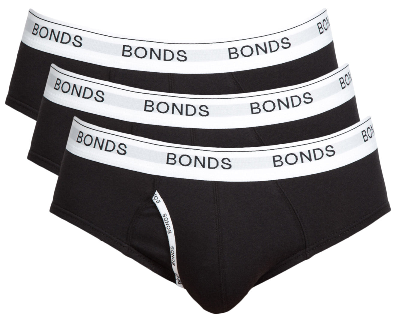 Bonds Men's Guyfront Brief 3 Pack - Black