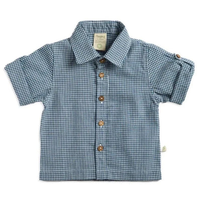 Tiny Twig Cambric Shirt - Navy Gingham