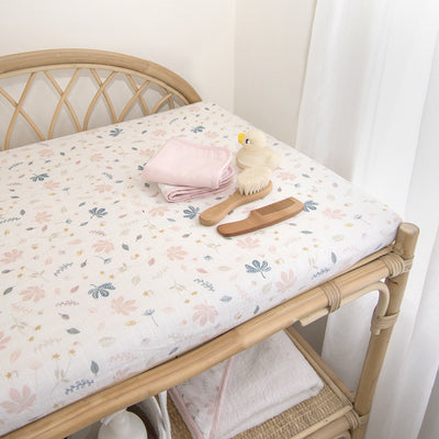 Living Textiles Organic Muslin Change Pad Cover - Botanical
