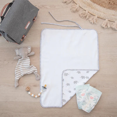 Living Textiles Travel Change Mat - Grey Elephant
