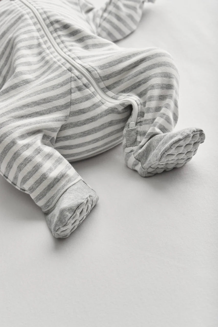 Love To Dream Long Sleeve Enclosed Foot Romper - Grey Stripe