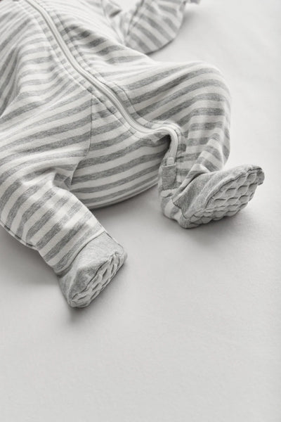 Love To Dream Long Sleeve Enclosed Foot Romper - Grey Stripe