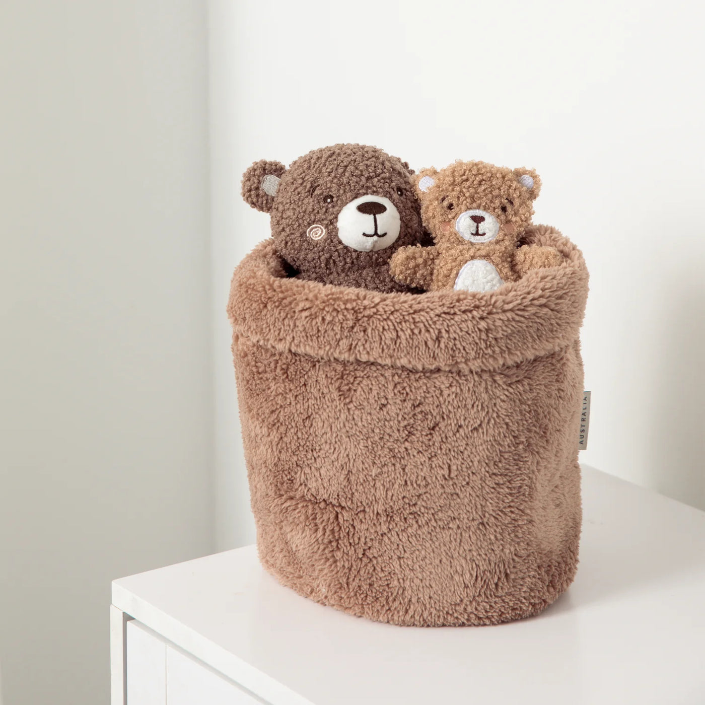 Living Textiles Sherpa Storage Basket Small - Cuddly Bear Brown