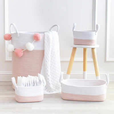Living Textiles Cotton Rope Hamper - Blush