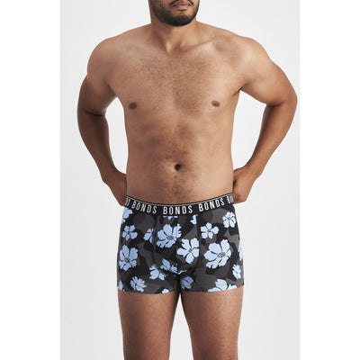 Bonds Men's Everyday Trunks 2 Pack - Multi - Blue Print/Black