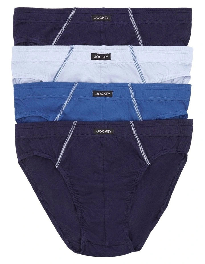 Jockey Men's Cotton Briefs 4 Pack - Navy/Blue