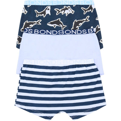 Bonds Boys Trunk 3 Pack - Navy Stripe Pack