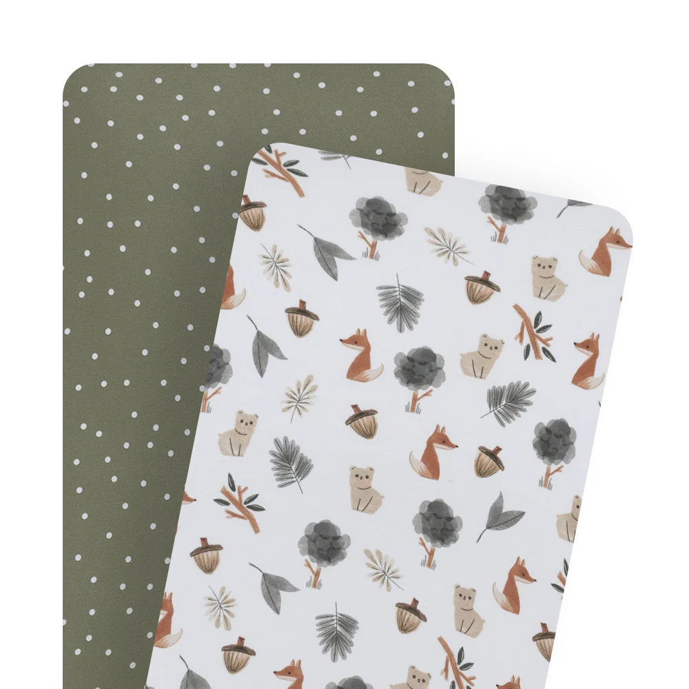 Living Textiles 2 Pack Bassinet Fitted Sheet - Jersey/Forest Retreat