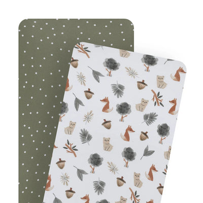 Living Textiles 2 Pack Bassinet Fitted Sheet - Jersey/Forest Retreat