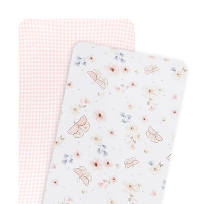 Living Textiles 2 Pack Bassinet Fitted Sheets - Butterfly Garden