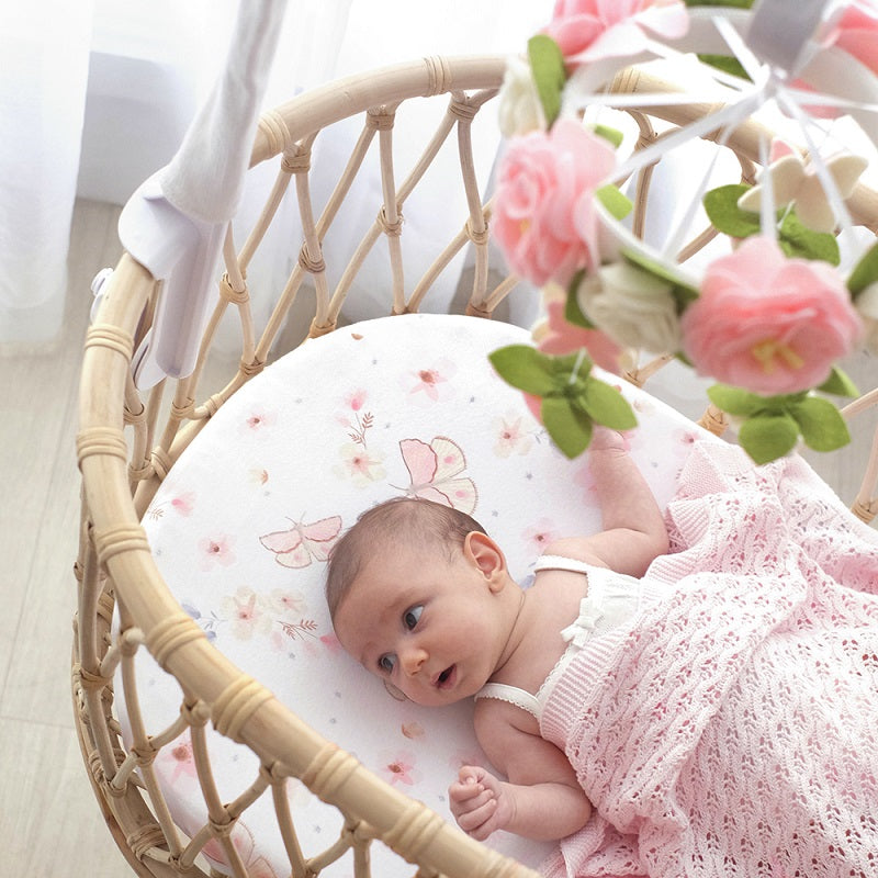 Living Textiles 2 Pack Bassinet Fitted Sheets - Butterfly Garden