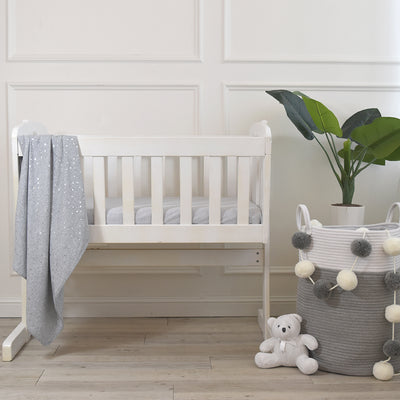 Living Textiles 2 Pack Jersey Bassinet Fitted Sheets - Grey Stripe/Melange