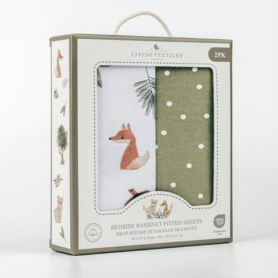 Living Textiles 2 Pack Jersey Bedside Sleeper Fitted Sheet - Forest Retreat