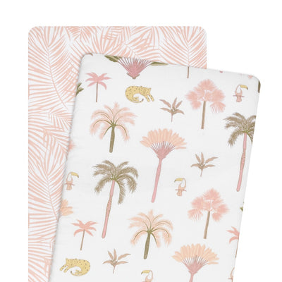 Living Textiles 2 Pack Bedside Bassinet Fitted Sheet - Tropical Mia