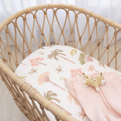 Living Textiles 2 Pack Bedside Bassinet Fitted Sheet - Tropical Mia