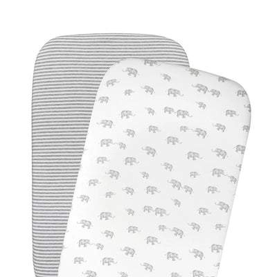 Living Textiles 2 Pack Bedside Bassinet Fitted Sheet - Watercolour Elephant