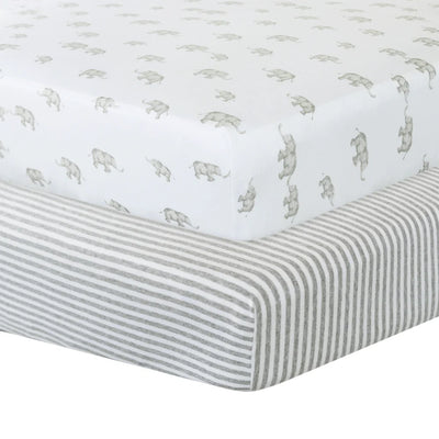 Living Textiles 2 Pack Jersey Cot Fitted Sheet - Elephant