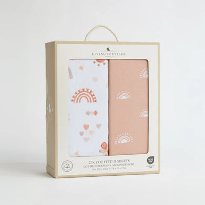 Living Textiles Organic Cot Fitted Sheet 2 Pack- Bohemian Bliss