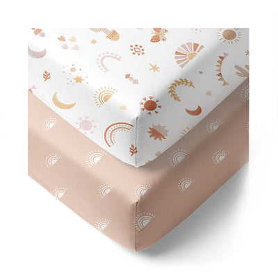 Living Textiles Organic Cot Fitted Sheet 2 Pack- Bohemian Bliss