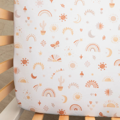 Living Textiles Organic Cot Fitted Sheet 2 Pack- Bohemian Bliss