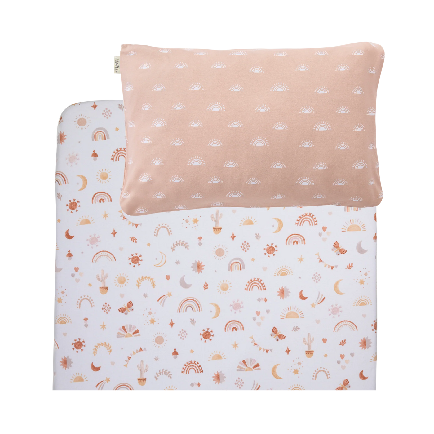 Living Textiles Organic Port-a-Cot Fitted Sheet & Pillowcase Set - Bohemian Bliss