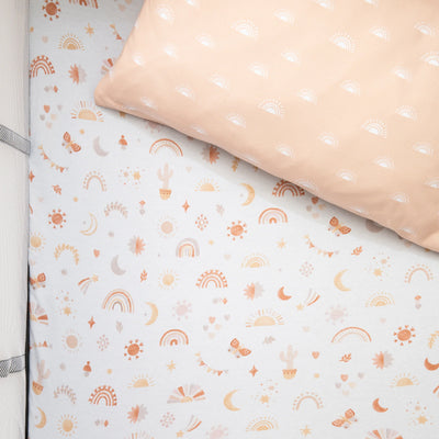 Living Textiles Organic Port-a-Cot Fitted Sheet & Pillowcase Set - Bohemian Bliss