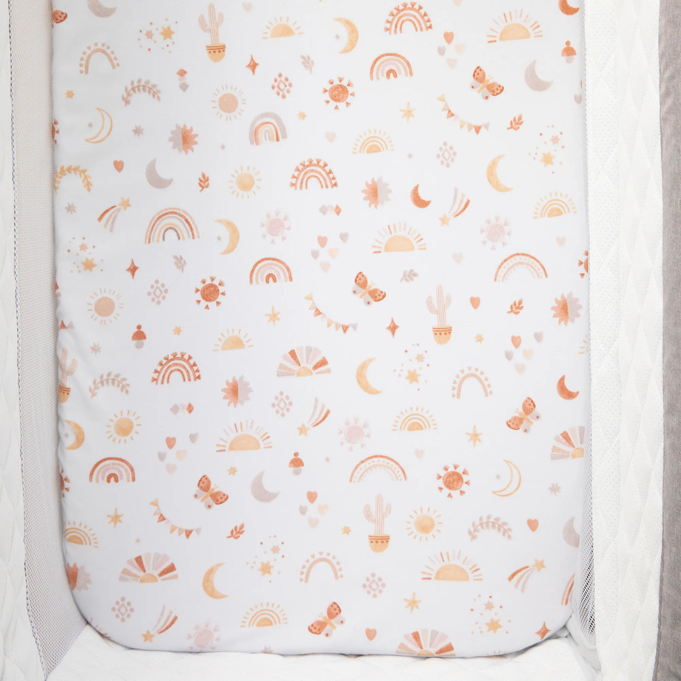 Living Textiles Organic Bedside Sleeper Fitted Sheet - Bohemian Bliss