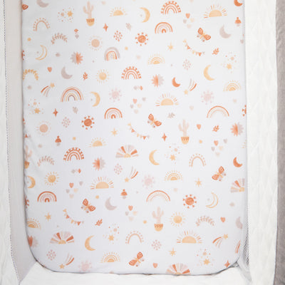 Living Textiles Organic Bedside Sleeper Fitted Sheet - Bohemian Bliss