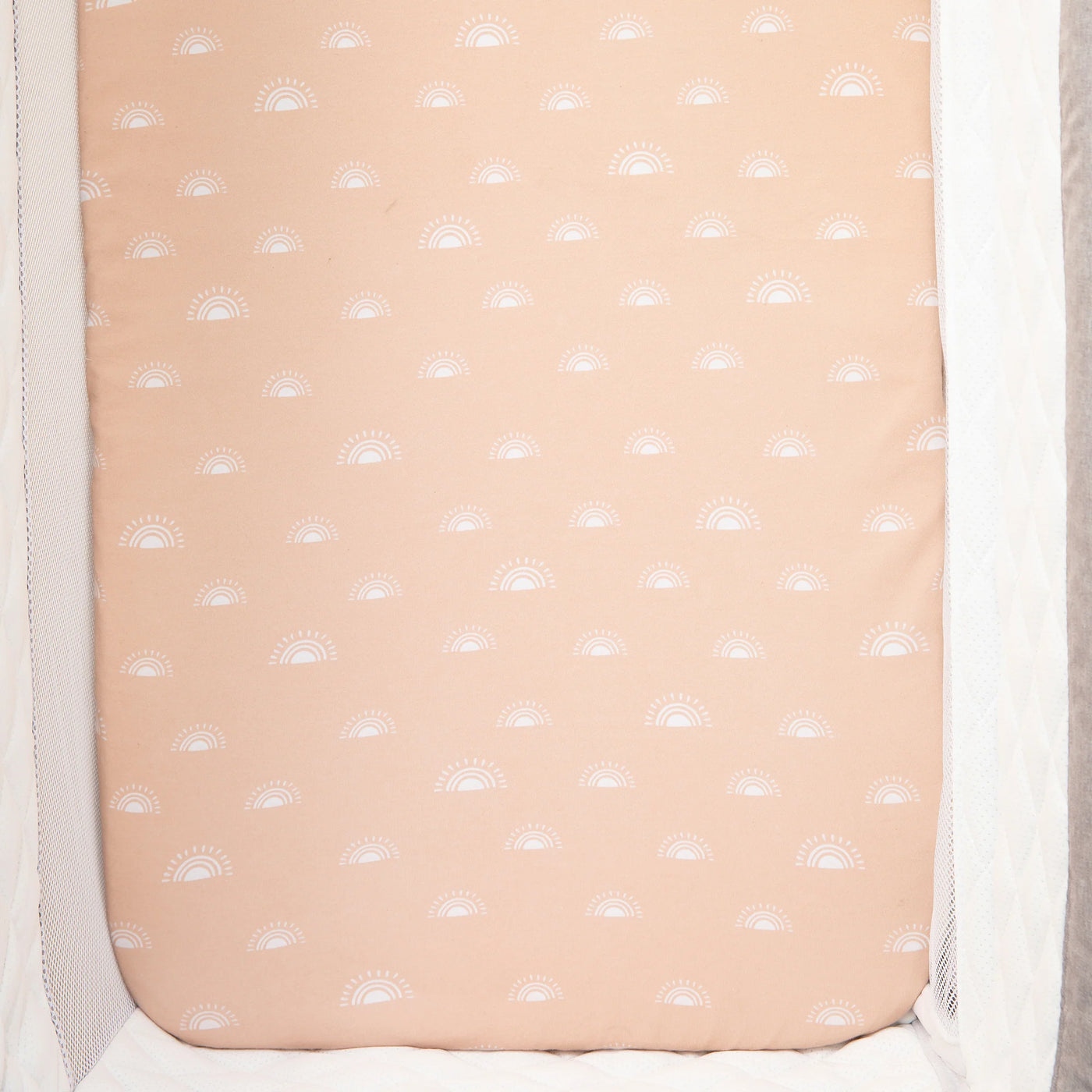Living Textiles Organic Bedside Sleeper Fitted Sheet - Bohemian Bliss/Dusk Rainbow