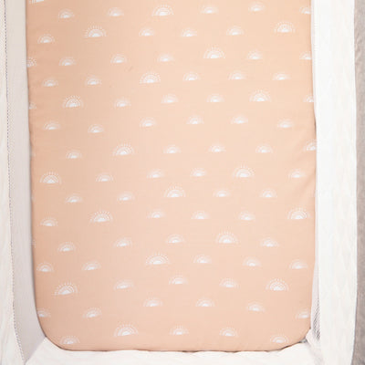 Living Textiles Organic Bedside Sleeper Fitted Sheet - Bohemian Bliss/Dusk Rainbow