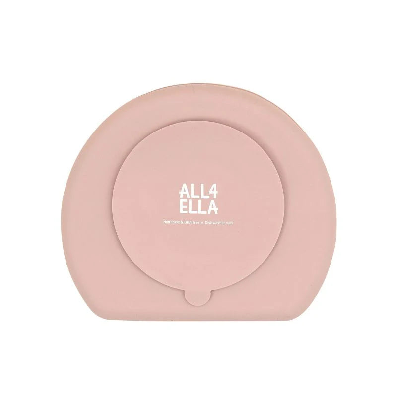 All 4 Ella Silicone Plate with Straw & Spoon - Dusty Pink