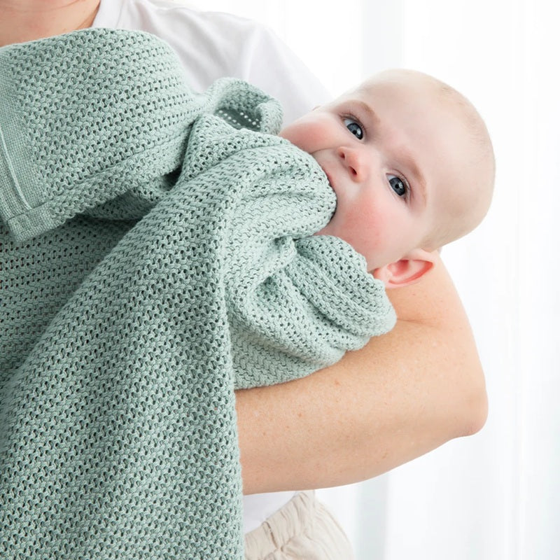 Living Textiles Cotton Cellular Blanket - Sage
