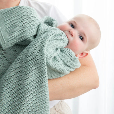 Living Textiles Cotton Cellular Blanket - Sage